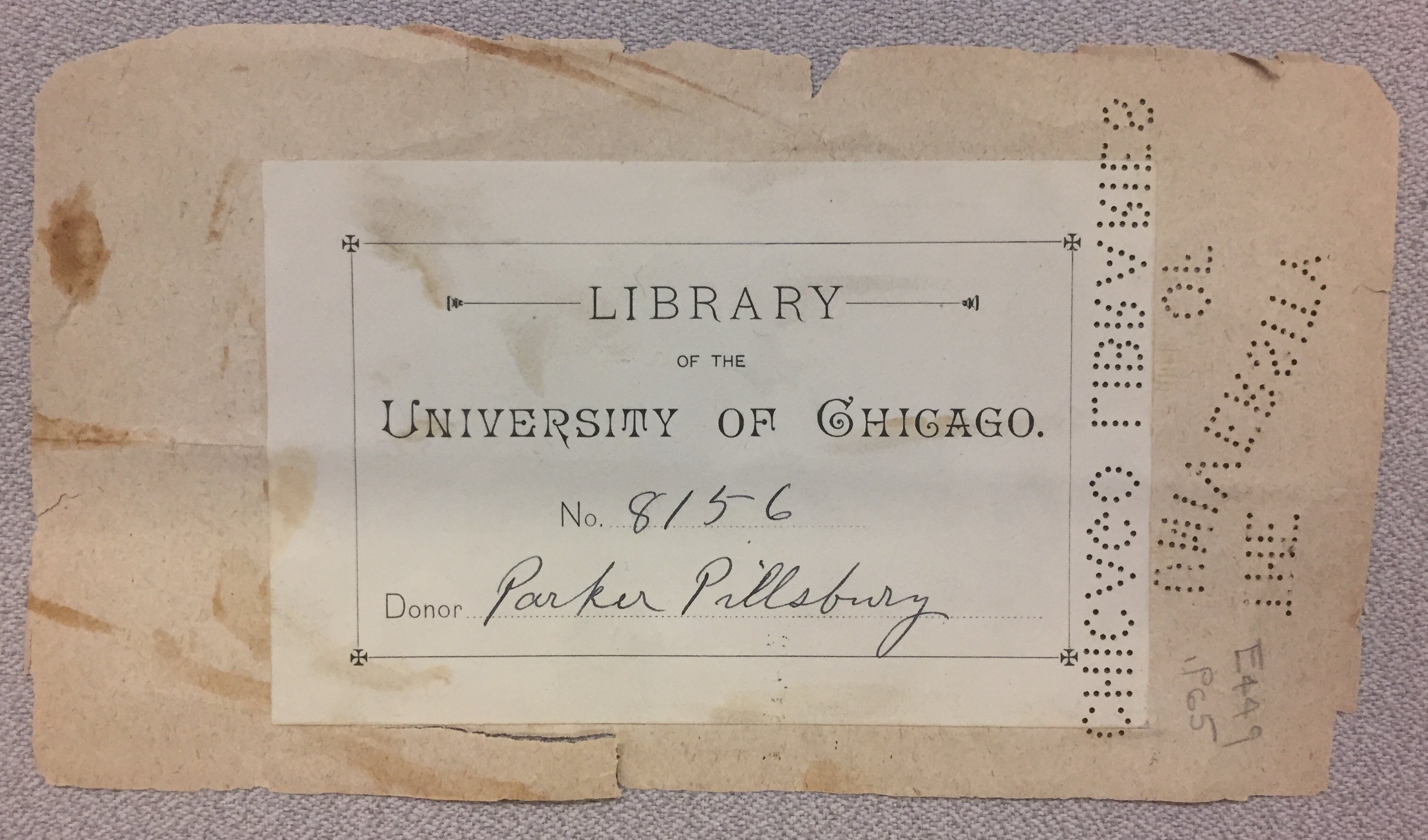 gift acknowledgment bookplate from old University