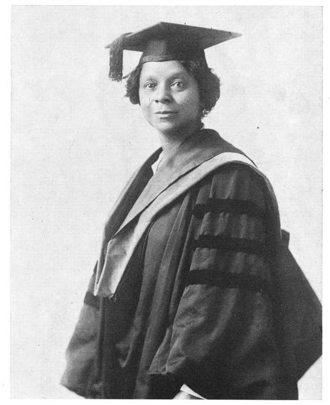 Photographic portrait of Dr. Georgiana Simpson in cap and gown.