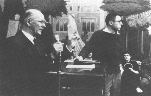President Beadle speaking at a Congress of Racial Equality meeting, February 1962