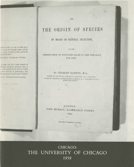 The inside front cover of the Origin of Species.
