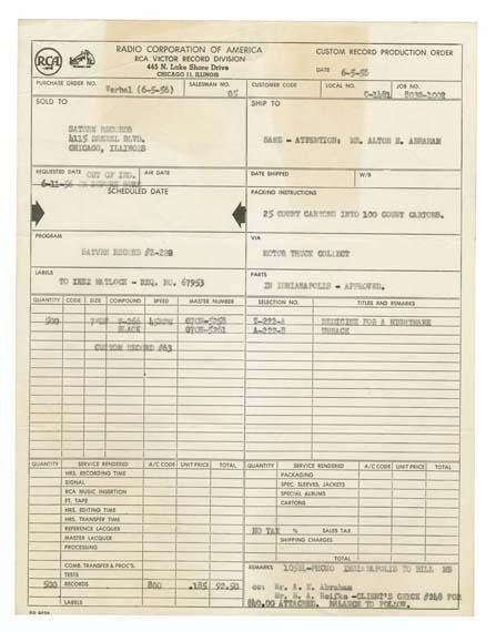 An invoice from the Radio Corporation of America.