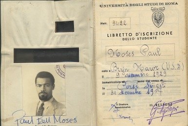 Univeristy of Rome student registration card, 1957
