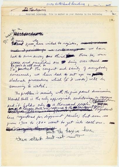 A heavily edited handwritten note.