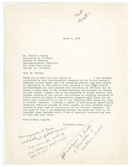 A typewritten letter with a handwritten paragraph at the bottom.