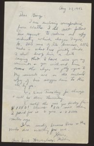 Handwritten letter from Milton Friedman to George Stigler