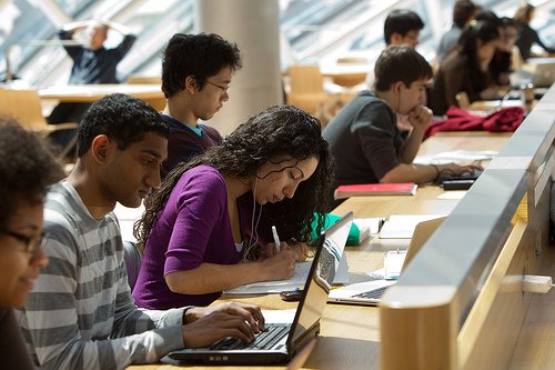 Students in the Mansueto Library Grand Reading Room