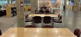 Tables from Additional seating in Regenstein for finals