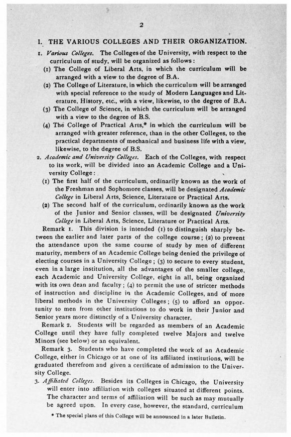 William R. Harper, The Colleges of the University, Official Bulletin, no. 2, April 1891