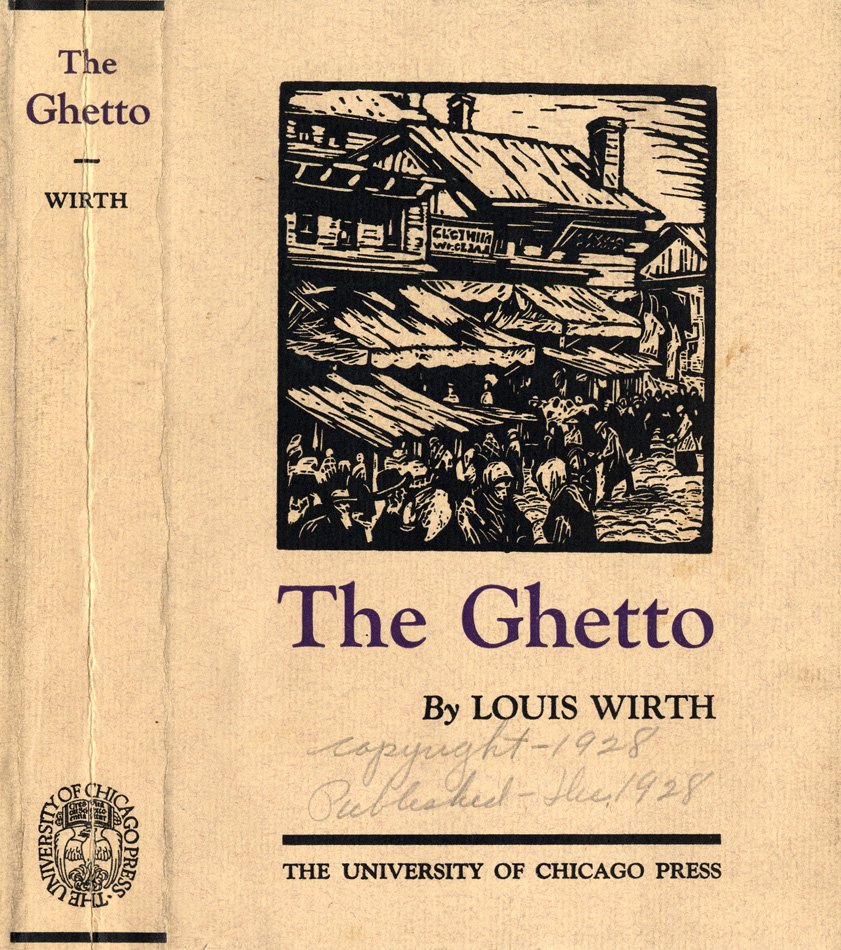 Book cover showing woodcut of a town square