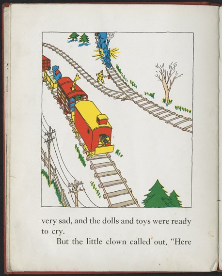 A train runs on tracks.