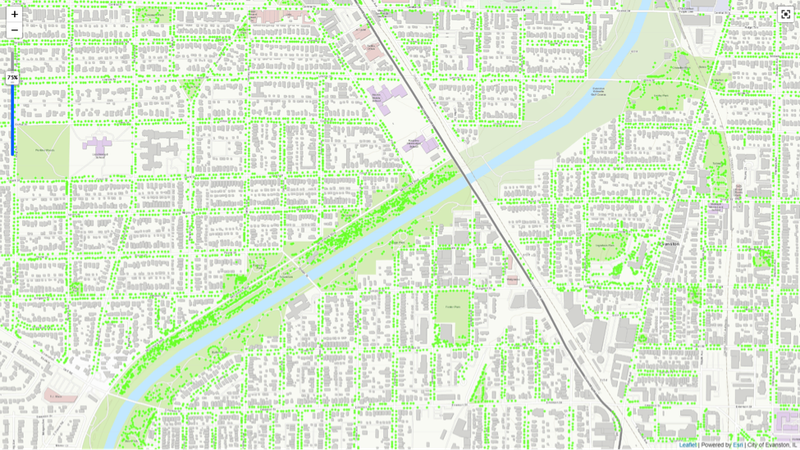 Map of trees in Evanston