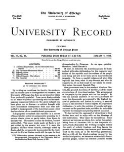 Beginning of convocation address on page 1 of University Record