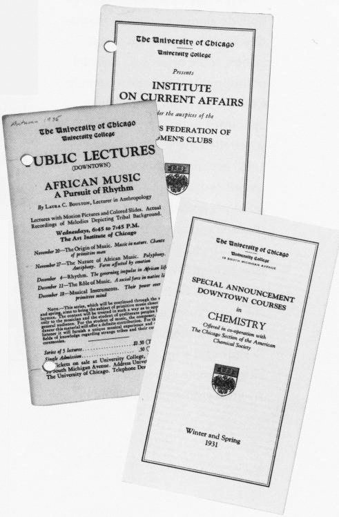University College, lecture and course leaflets, 1931, 1935, 1936