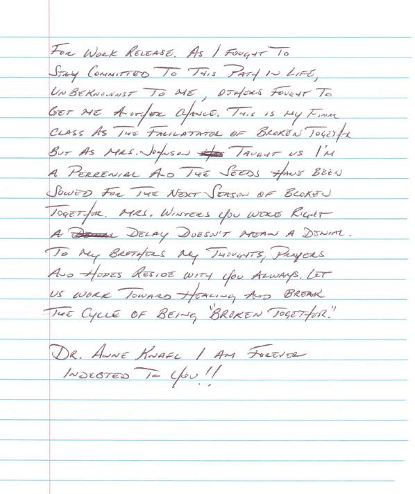 scan of hand written letter on white lined paper