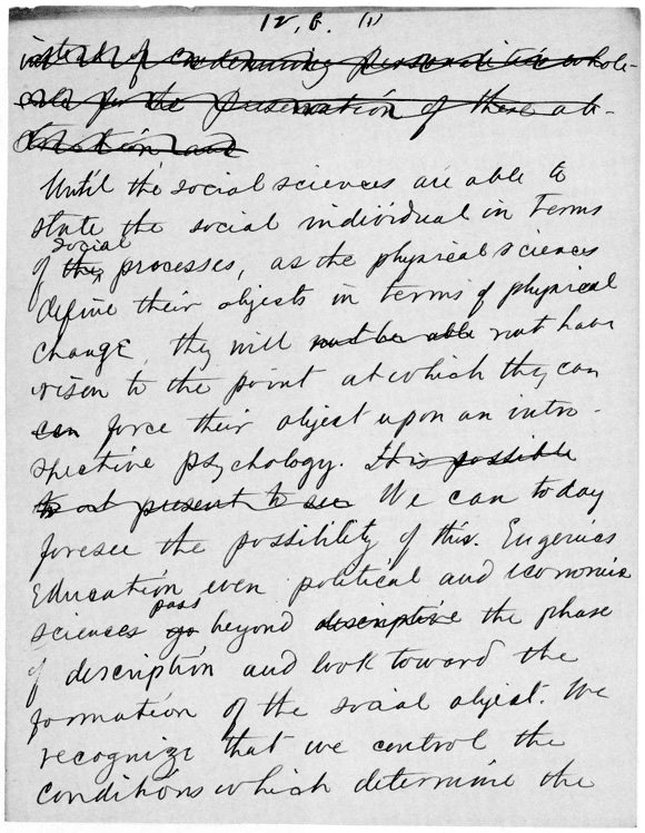 "What Social Objects Must Psychology Presuppose," manuscript, 1909