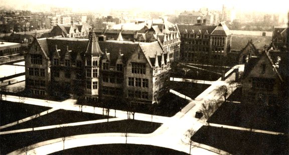 Aerial View of Kent and Hull Court in 1900