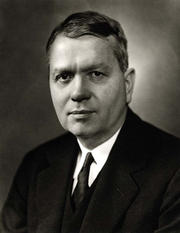 A black and white portrait of Harold Urey.