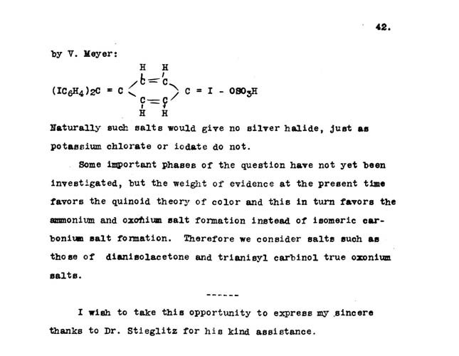 A typewritten page with a diagram of a molecule.