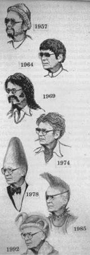 seven sketches of Franz Bibfeldt (who is actually Martin Marty) in different forms from 1957 thru 1992