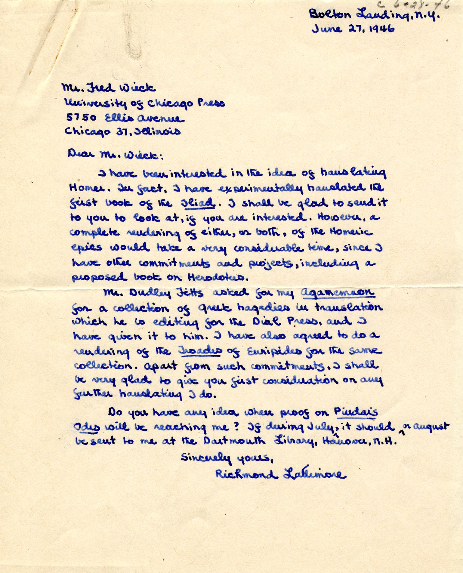 Lattimore proposal letter