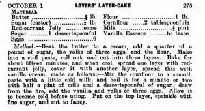 Lovers' Layer-Cake Recipe. Recipe from: The everyday cake book : a recipe for every day of the year including February 29th, by Gertrude Paul