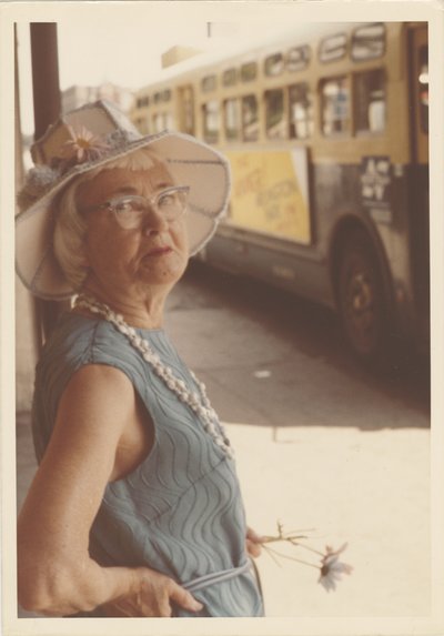 Woman and bus
