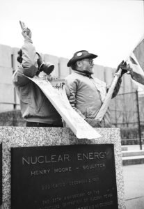 Activists protesting on 10th anniversary of Chernobyl disaster.