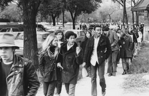 Students march to protest the Draft in 1969