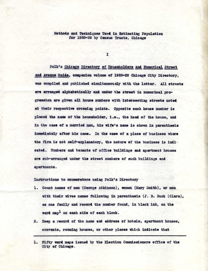 First page of the typewritten report