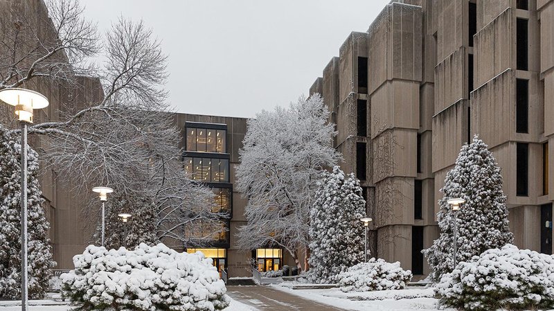 The south side or Regenstein Library in winter