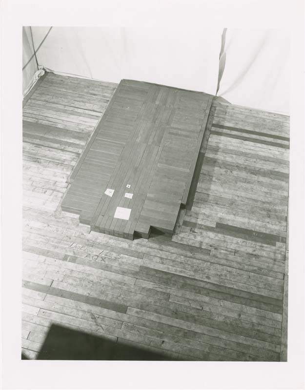 A black and white photo of the fourth layer of Chicago Pile-1 on the floor