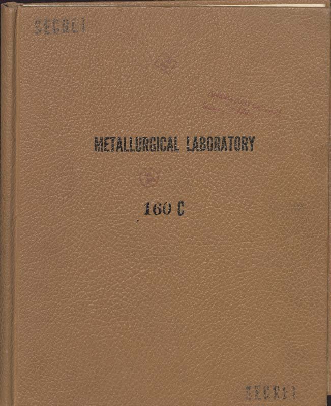 The simple brown leather cover of Ralph Livingston's Metallurgical Laboratory notebook