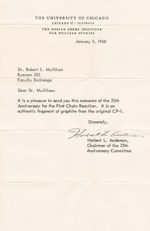 Herbert L. Anderson to Robert S. Mulliken, letter, January 4, 1968