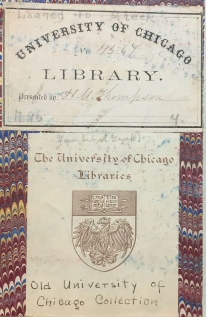 Old University bookplate with gift acknowledgment plate