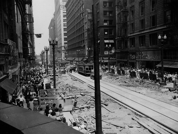 state street during subway construction
