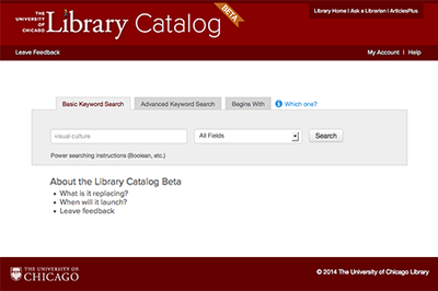 New Catalog Beta homepage