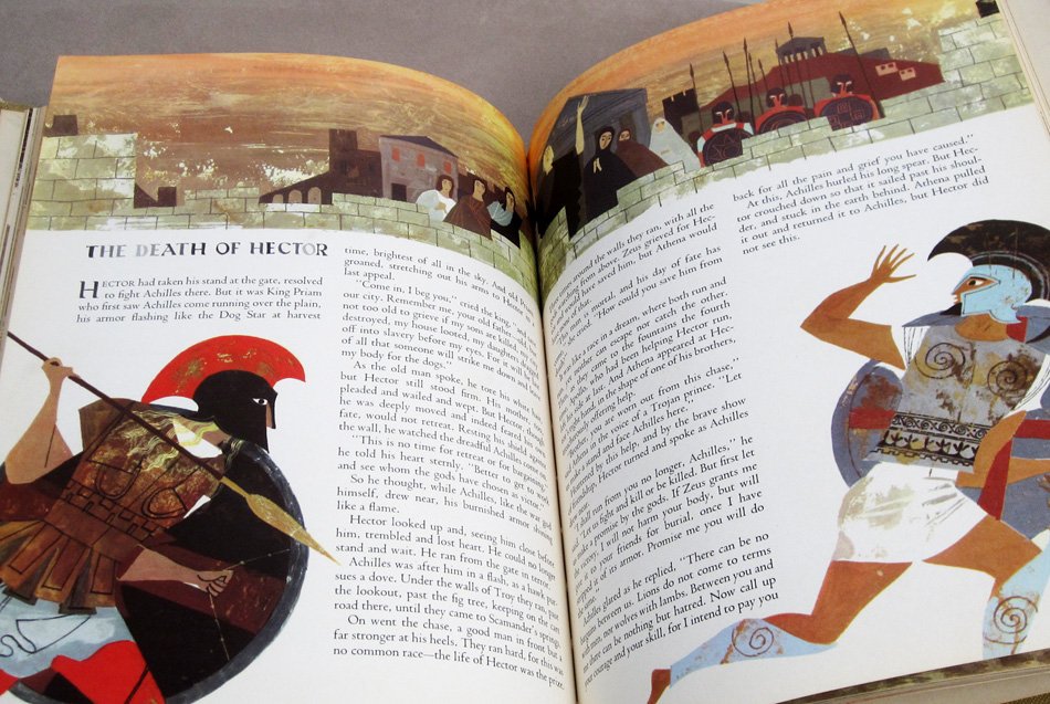 Page spread of a children's book version of Iliad